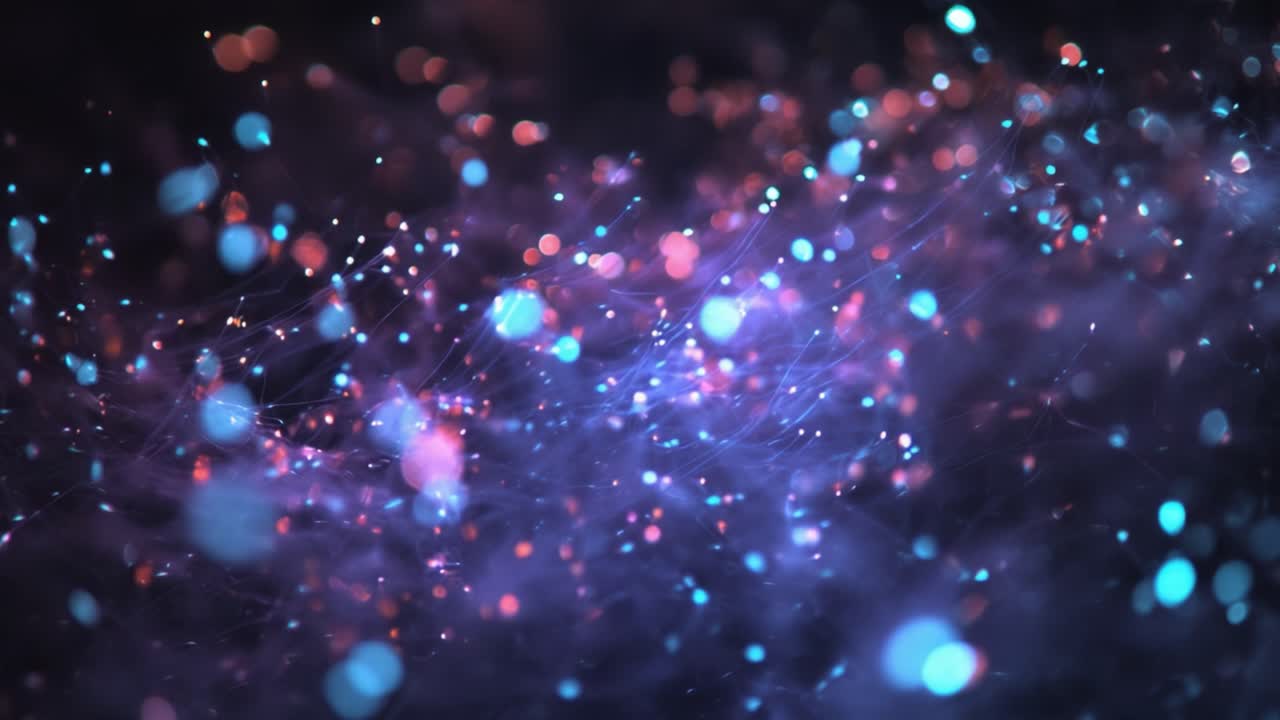 Ethereal Light Patterns: A Transition from Blue Sparkles to Vibrant Reds, Capturing the Dynamic Flow of Color and Motion in a Stunning Visual Display