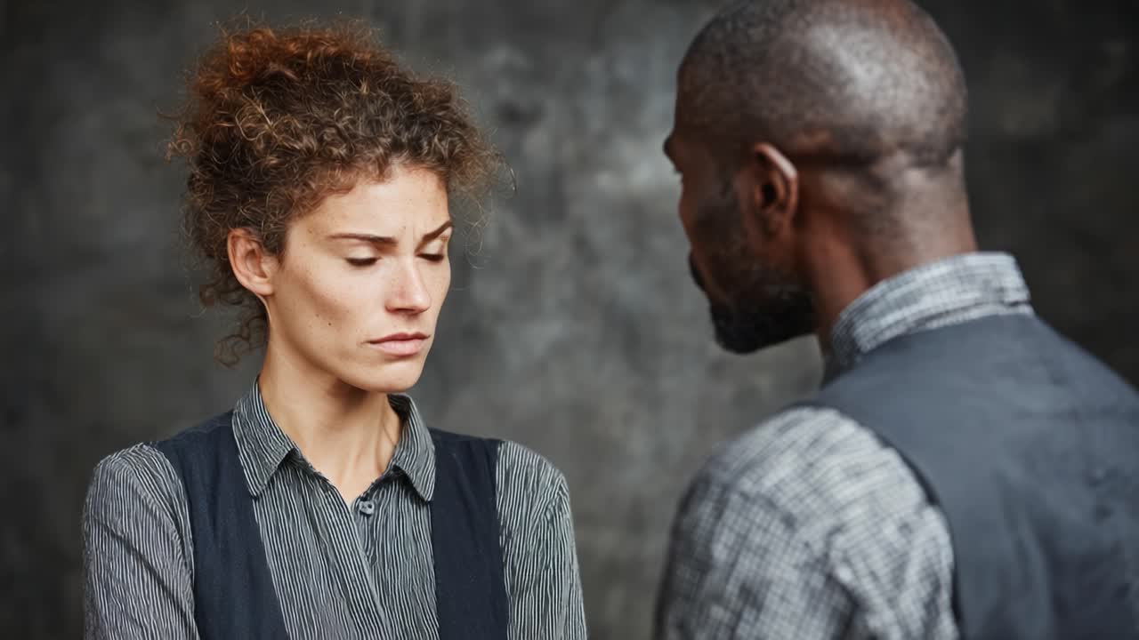 Intense Emotional Exchange Between Two Individuals Captured in Frames Conveying Tension and Expression of Feelings in a Dramatic Setting