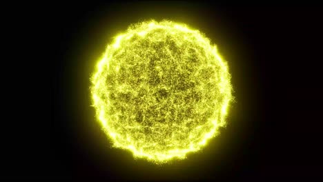 Visual-effects,-VFX,-sun-sphere-particles-closer-on-black-background-3D-animation