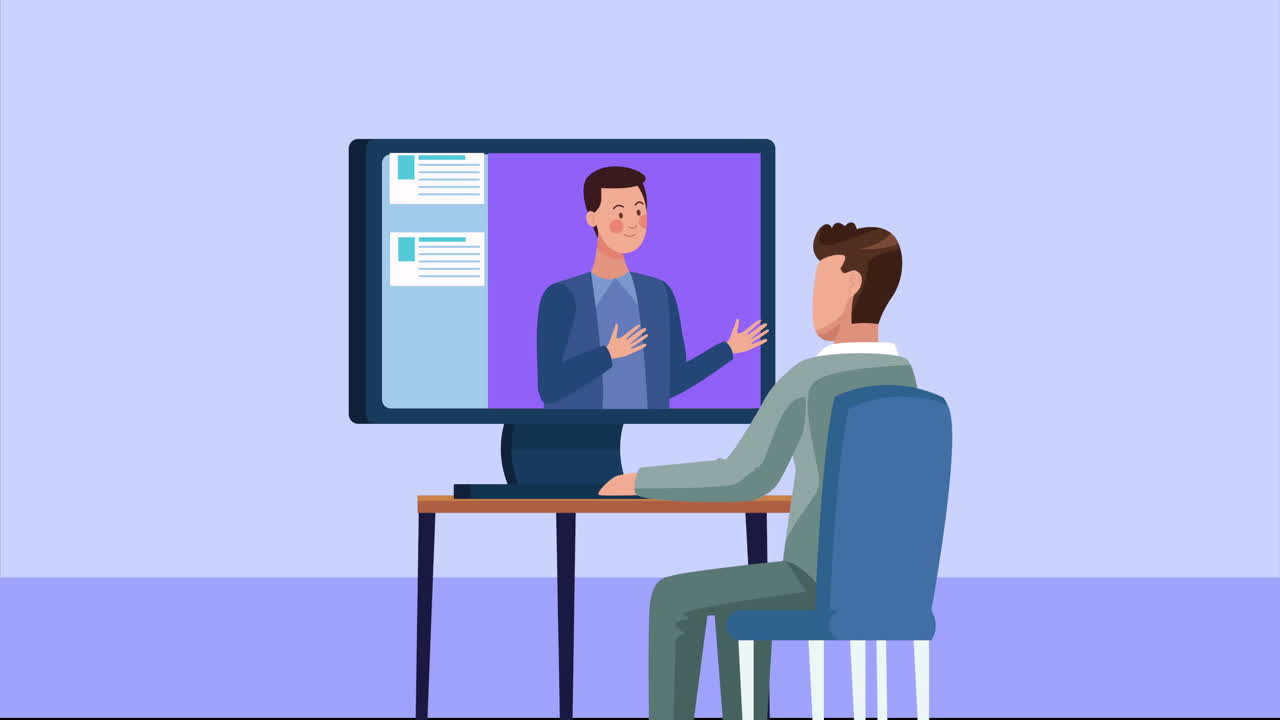 businessmen working in desktop connected online for covid19