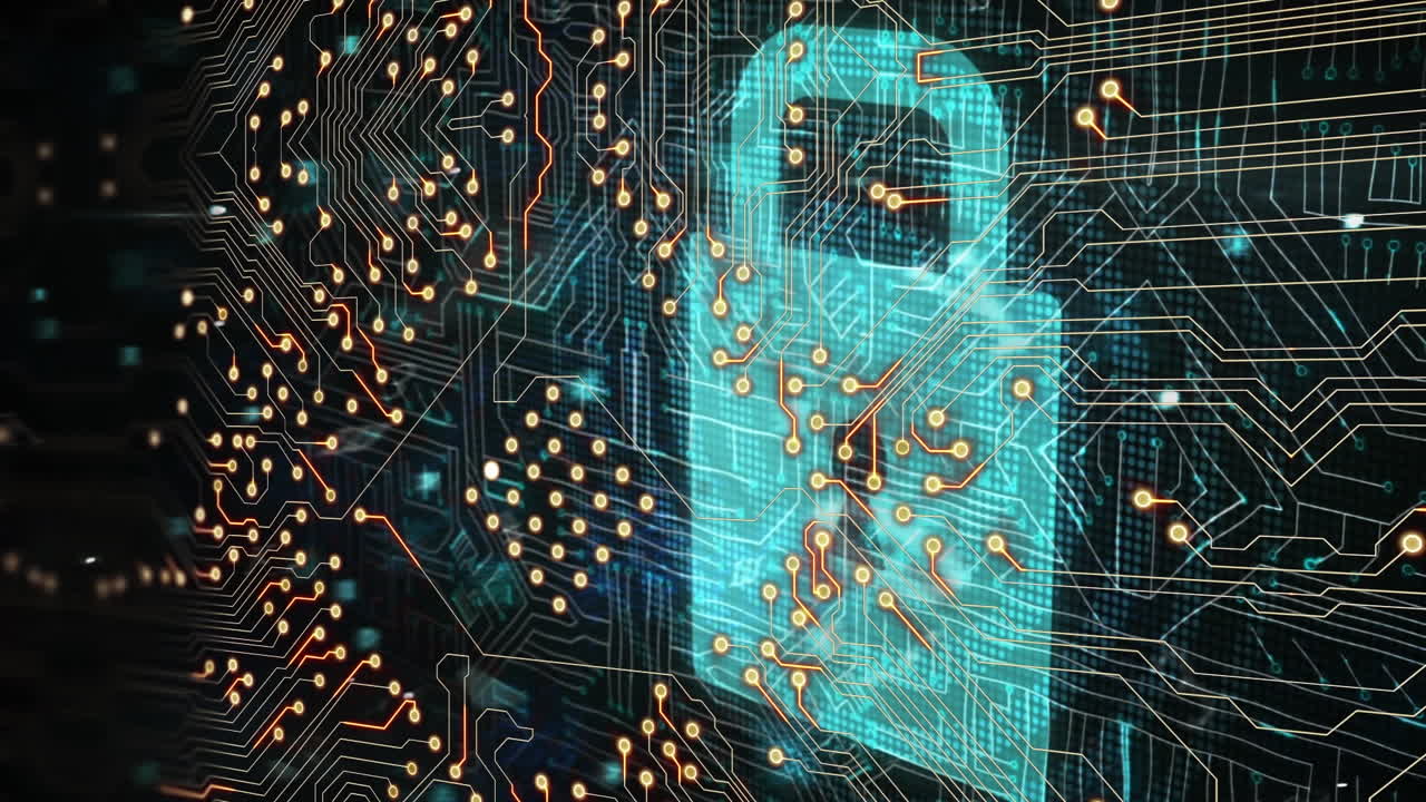 animación del procesamiento de datos sobre un fondo oscuro