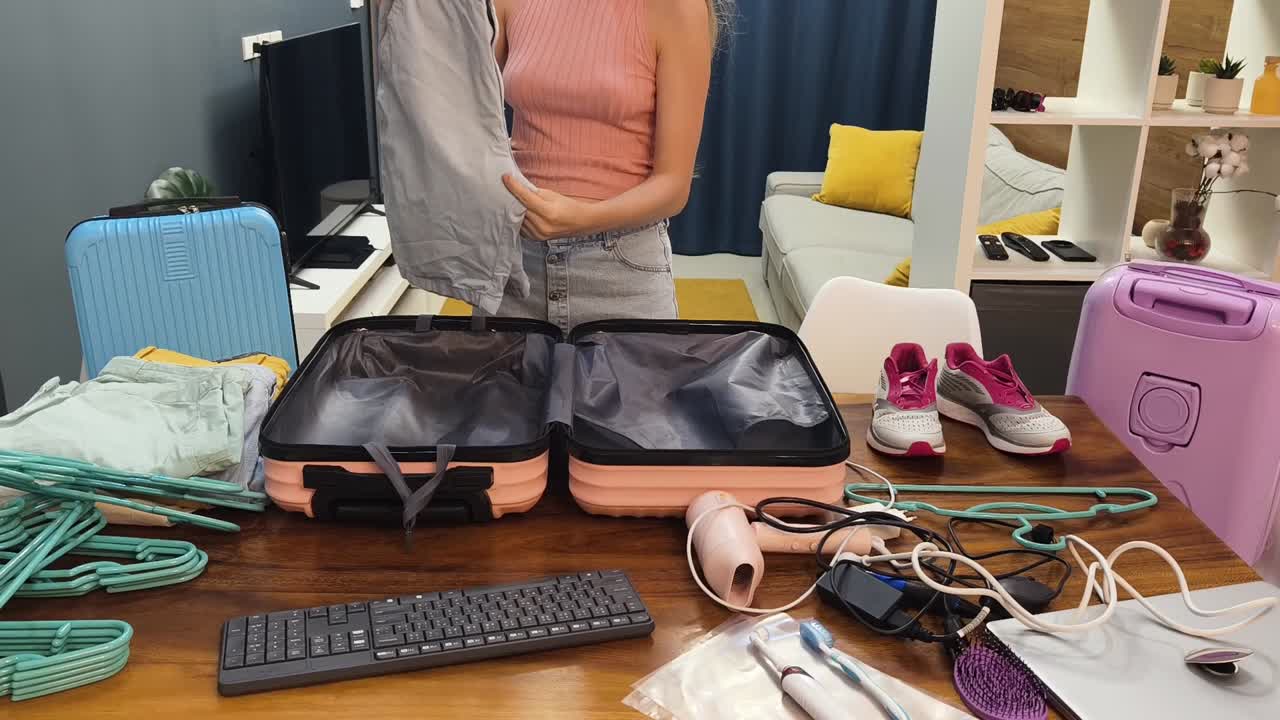Woman packing a suitcase for a trip
