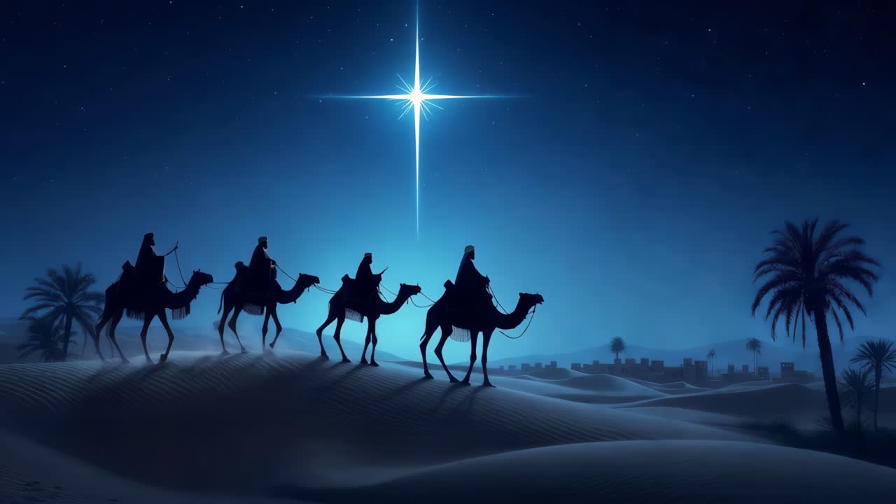 los tres reyes siguiendo la estrella