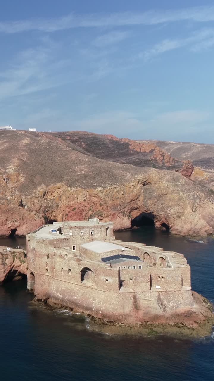 Island of Berlengas, Portugal. Travel Destination. Vertical video