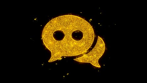 el icono del mensaje de chat emite partículas sobre un fondo negro.