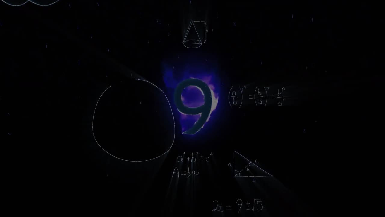 animación de ecuaciones matemáticas sobre la cuenta atrás