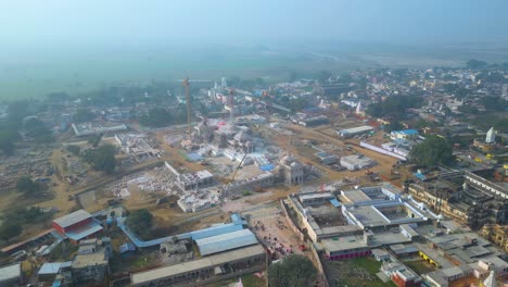 ayodhya vista de avión no tripulado de shri ram mandir, shri hanuman garhi mandir, lata mangeshkar chowk y ram ki paidi ghats