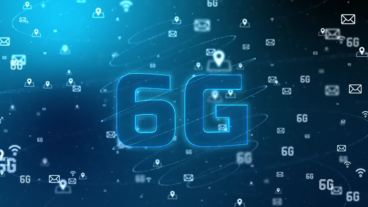 6G Connecting people on the internet, 5G Wifi nodes transforming Loop Animation.