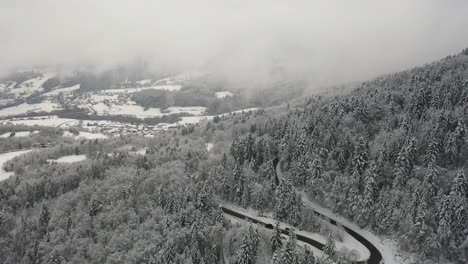 Windy-road-in-the-snowy-French-Alpes