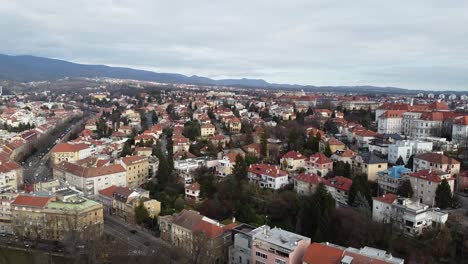 aerial view of the city zagreb, in croatia with the suburbs in the background