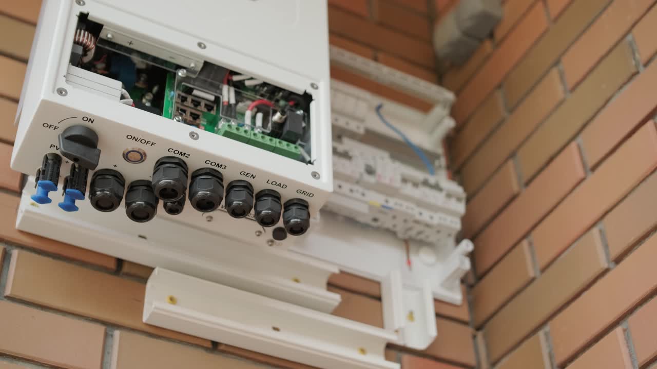 un electricista instalando un inversor en un hogar. la imagen muestra habilidad técnica, herramientas modernas y atención a la seguridad en el trabajo eléctrico