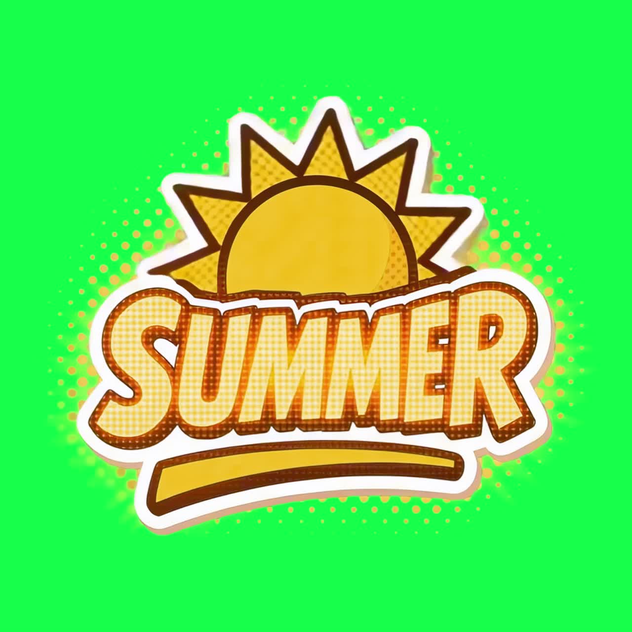 Livlig sommarpopanimation, transparent 4K-video, greenscreen