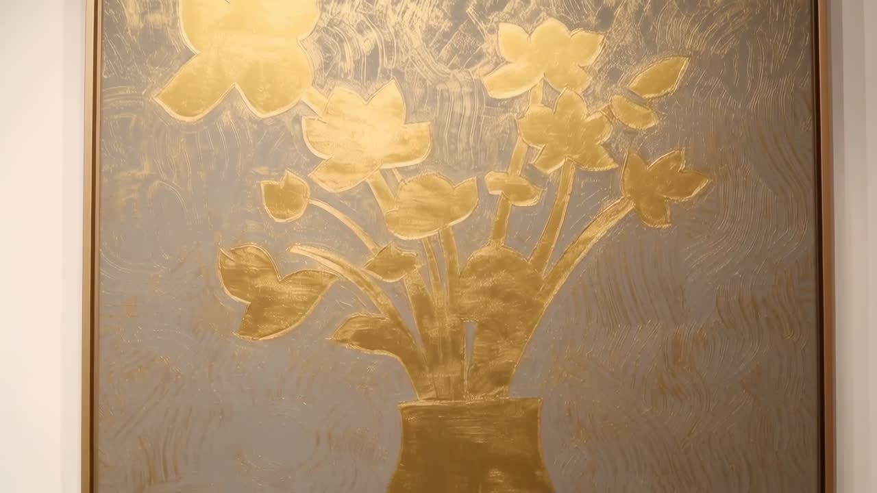 Abstract Golden Floral Painting