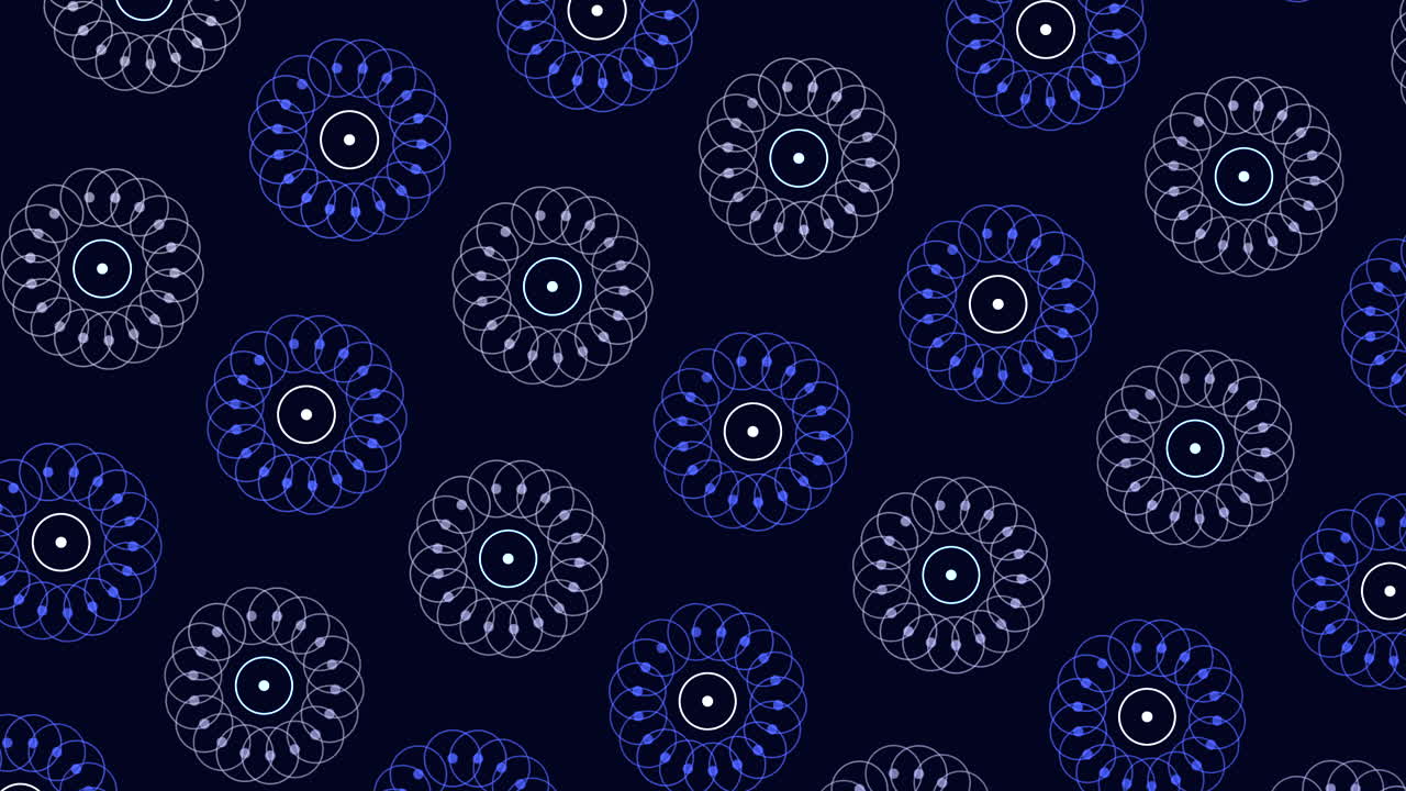 Rilassante motivo a spirale blu e nero con forme circolari