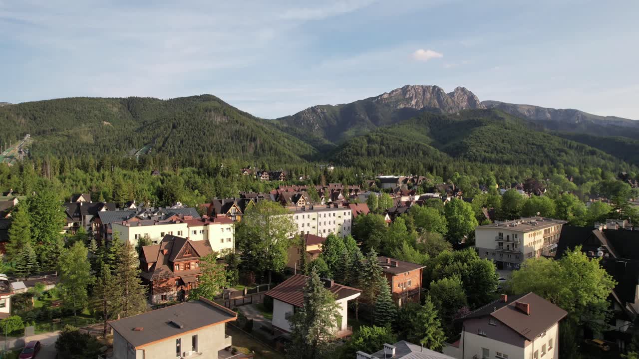 Giewont Mountain and Zakopane's Unique Architecture from Above