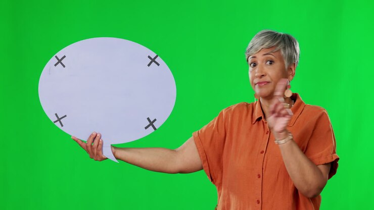 Speech bubble, green screen