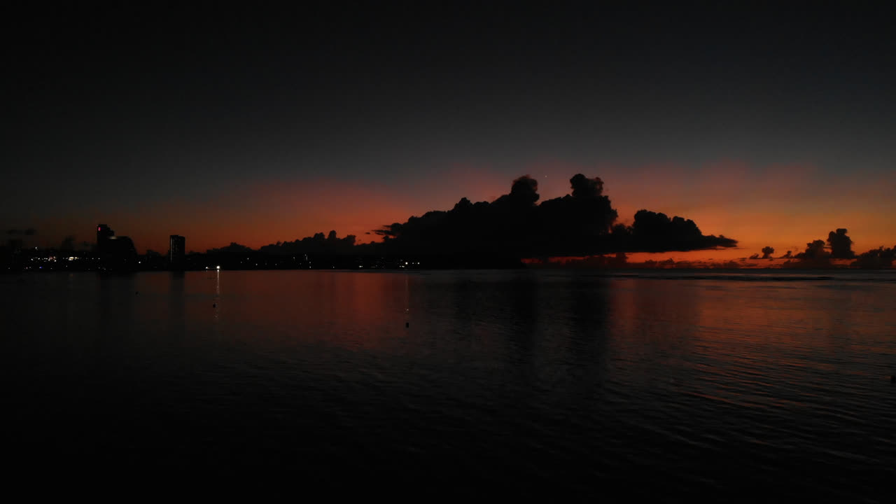 Sunset beach. Drone footage of Guam, America