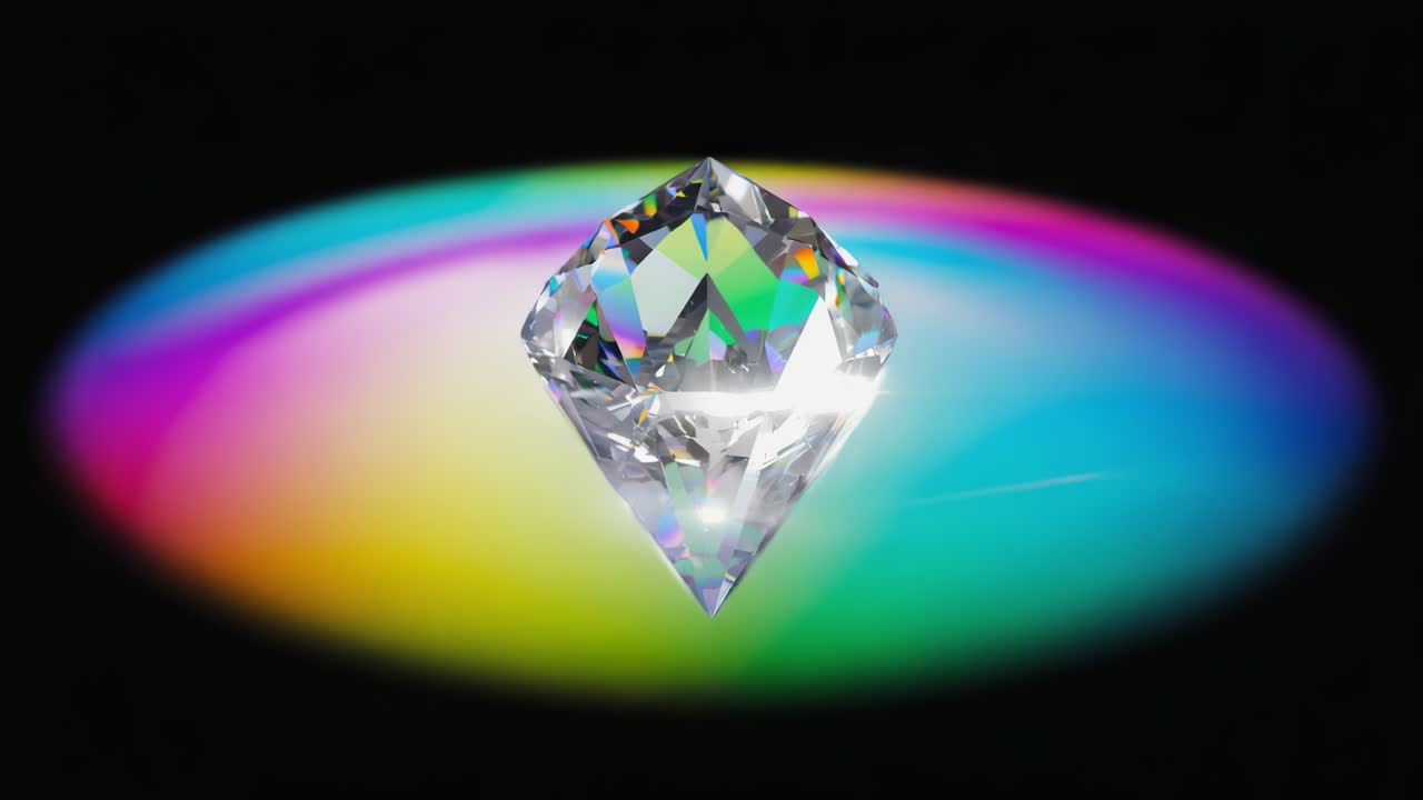Sparkling Diamond with Rainbow Light Refraction