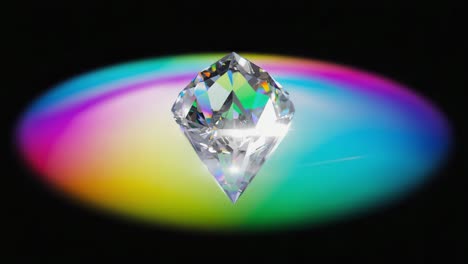 sparkling diamond with rainbow light refraction