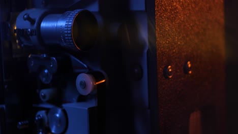 16mm movie projector crane shots in a smokey room