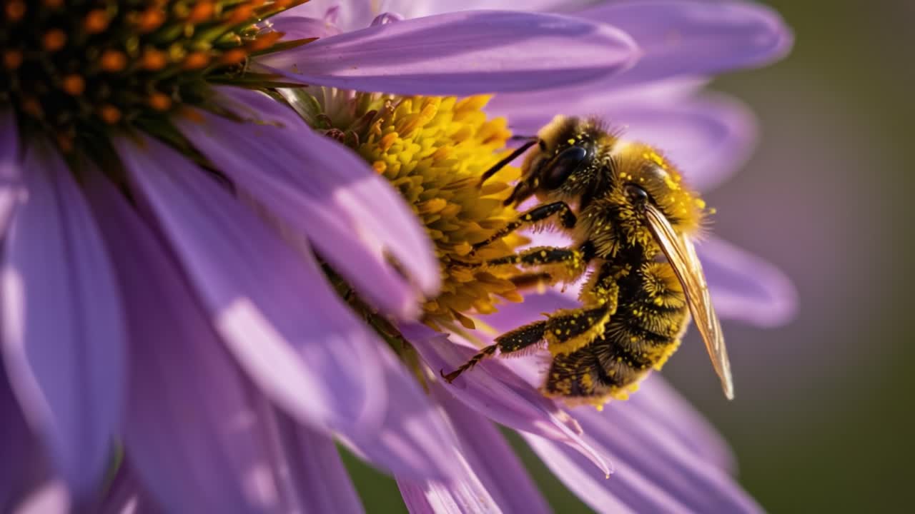 A Close-Up Examination of a Busy Bumblebee in the Heart of a Bright Purple Flower, Illustrating the Beauty and Vitality of Nature's Pollinators