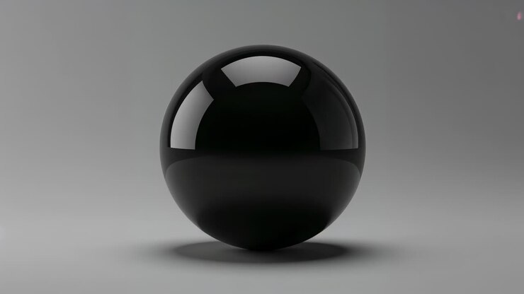 Sequence starting, black sphere settling toward studio floor, creating soft shadow and light glints