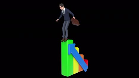 businessman balancing on a graph loop.mov