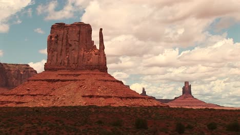 longshot of the mittens formation at the monument valley tribal park in arizona and utah