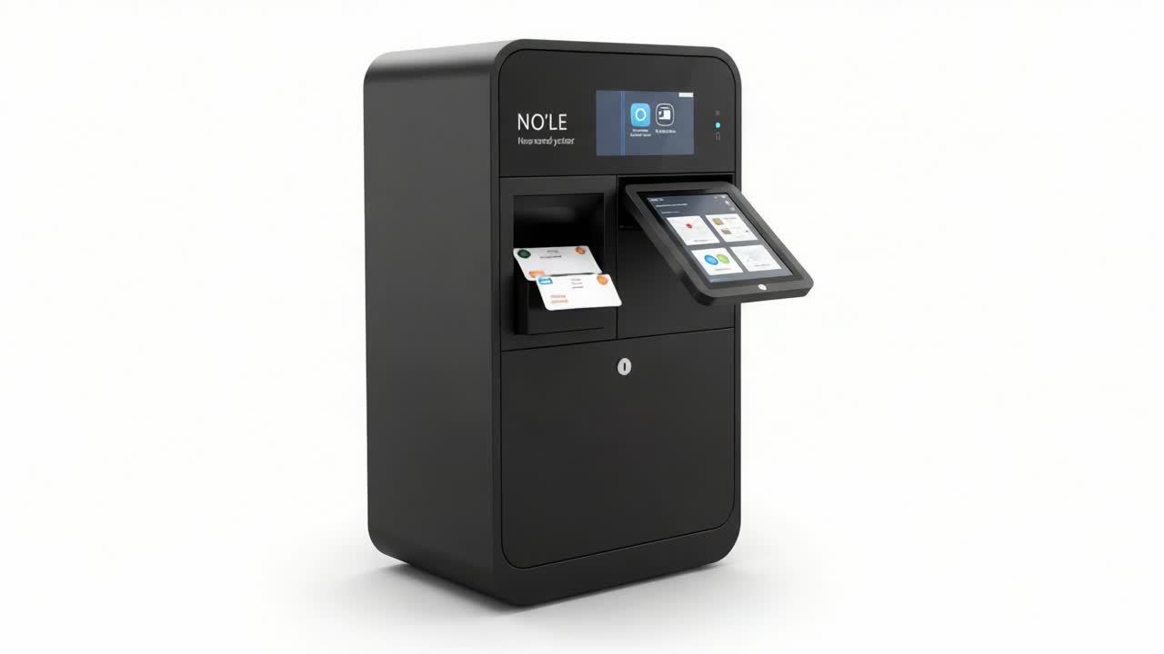 Chiosco self-service avanzato con interfaccia touchscreen per elaborazione efficiente delle transazioni e interazione utente in un moderno ambiente di vendita al dettaglio