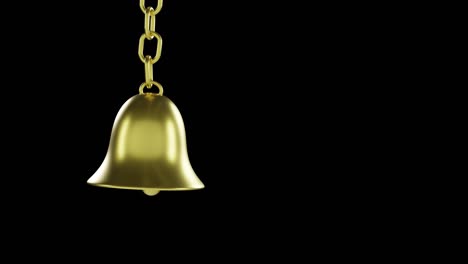 seamless loop 3d rendering dynamic wind golden realistic bell 3d illustration on transparent alpha background. 3d notification realistic golden bell icon.