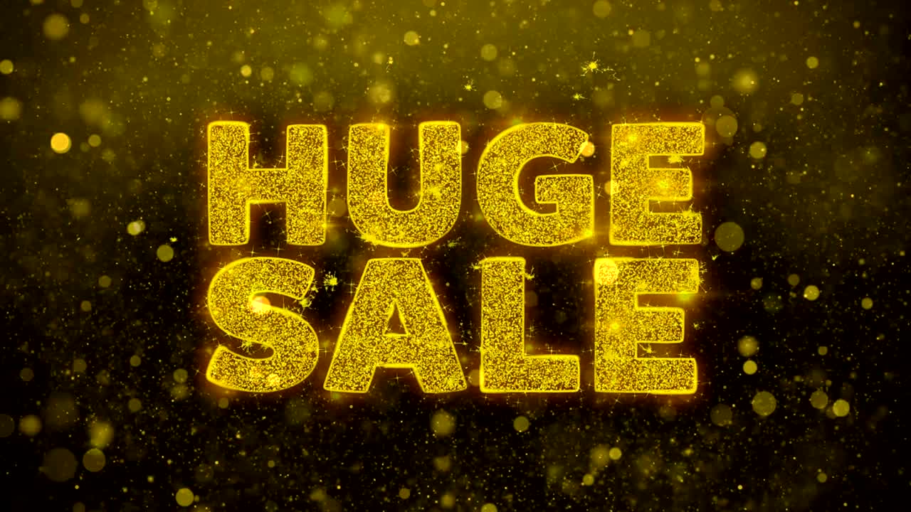 황금 반이는 반이는 입자 애니메이션에 대한 거대한 판매 텍스트