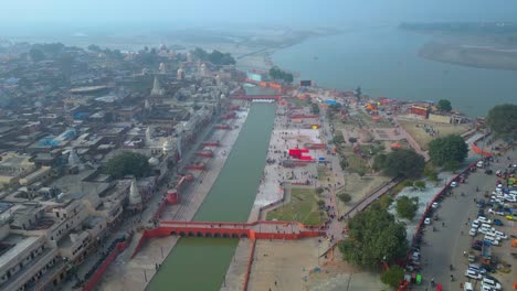 ayodhya drone view shri ram mandir, shri hanuman garhi mandir, lata mangeshkar chowk and ram ki paidi ghats