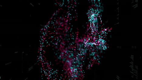 animation of glowing mesh light spots moving over black background