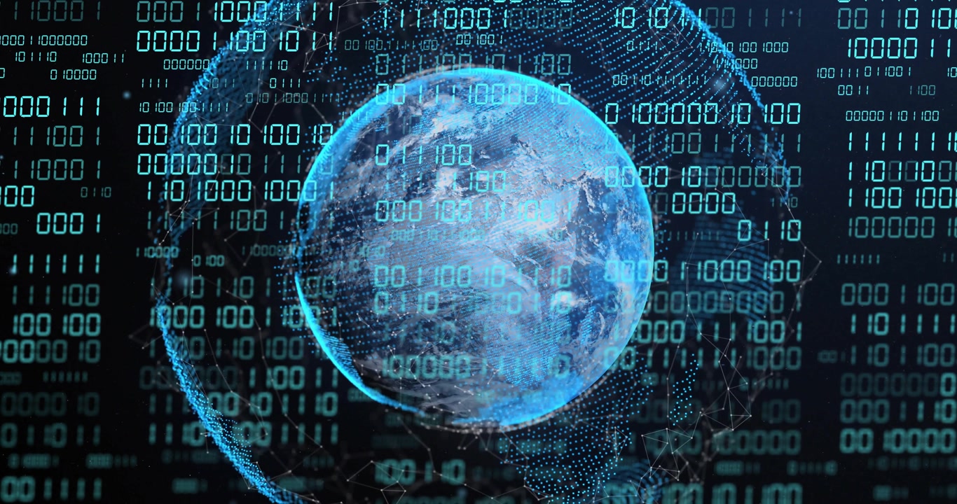Frame1 showing holo globe appearing while binary digits scrolling and halo spinning, showing data