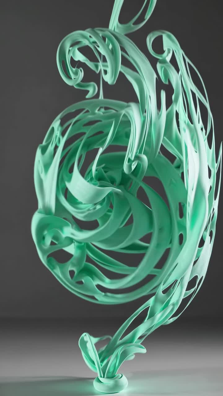 A mesmerizing video of teal liquid swirls captured from a low angle, showcasing fluid motion