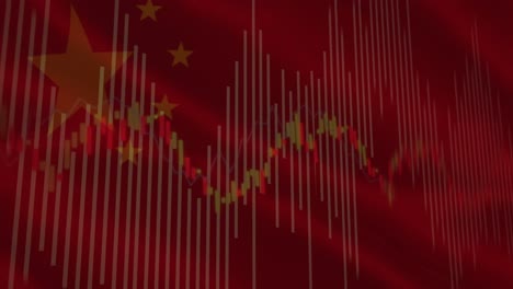 Animation-of-data-processing-over-flag-of-china