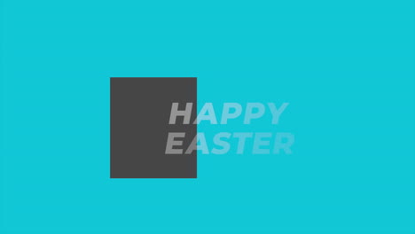 happy easter with black square on blue gradient