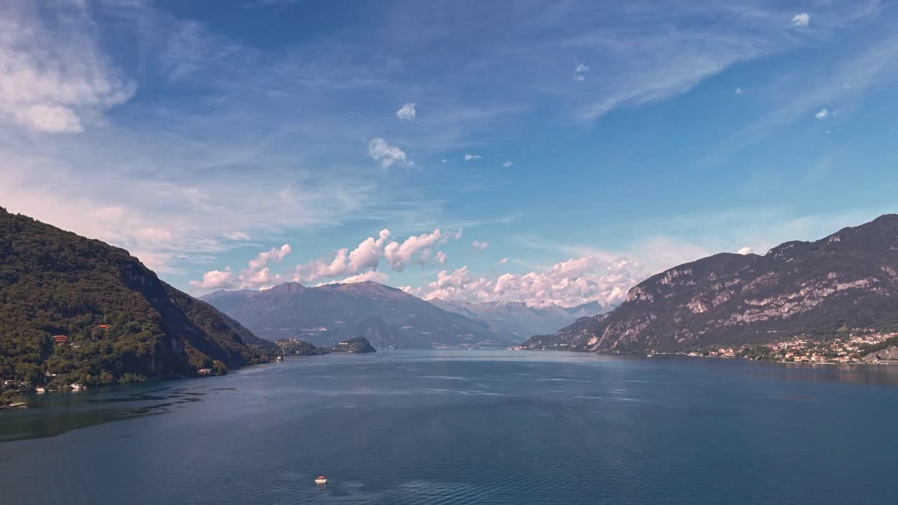Hyper-Lapse of Lake Como, sunny day with some clouds