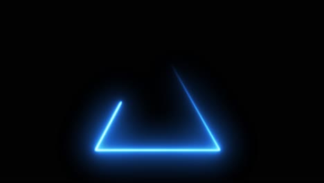 Neon-light-glowing-triangle-frame,-blue-light