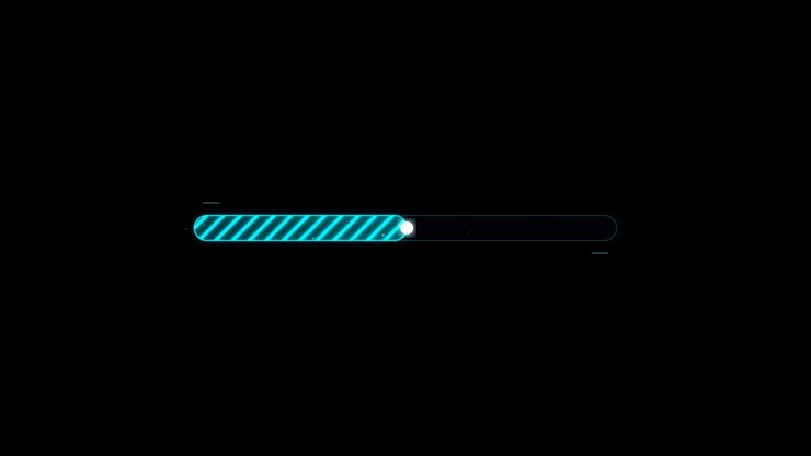 Digital Loading Progress Bar Animation on Black Background