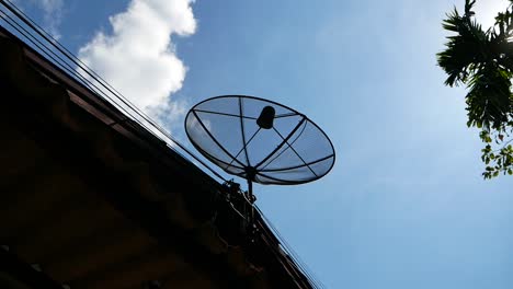 Satellite-Dish-in-Rural-Area,-Thailand