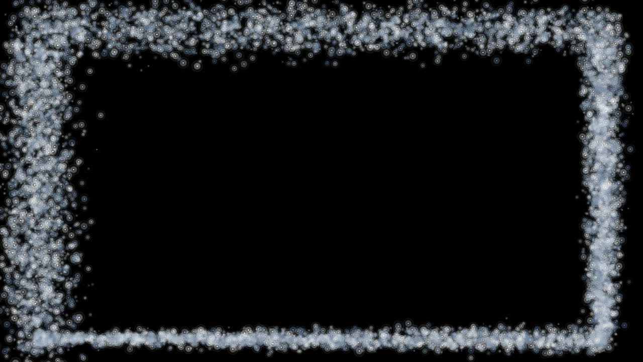 Animated picture image frame with grey smoke growing.on black background, 2D animation