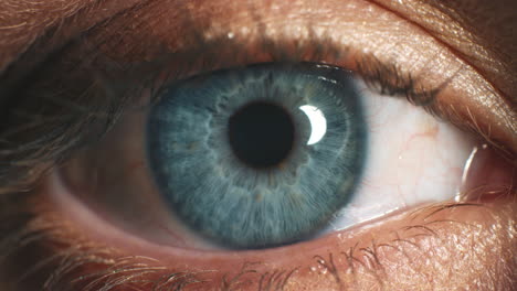 zoom de ojo azul, visión o modelo de pensamiento buscando