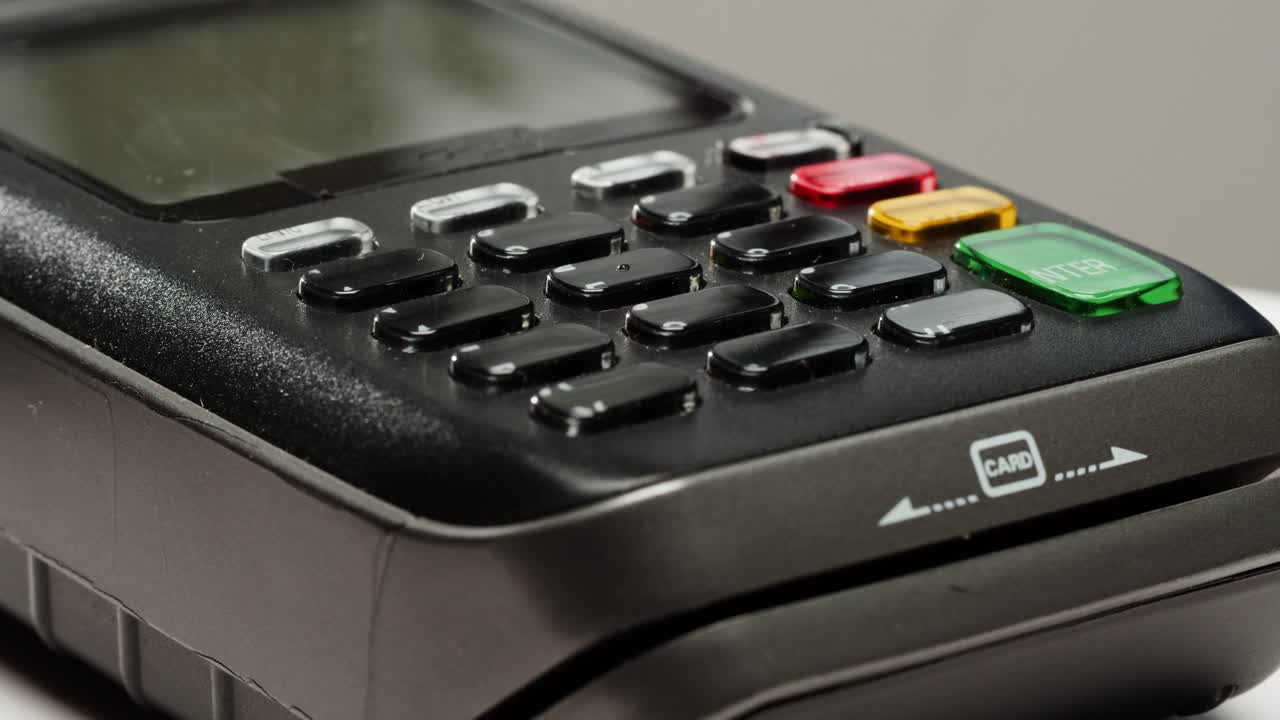 Close-up of a payment terminal