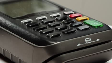 close-up of a payment terminal