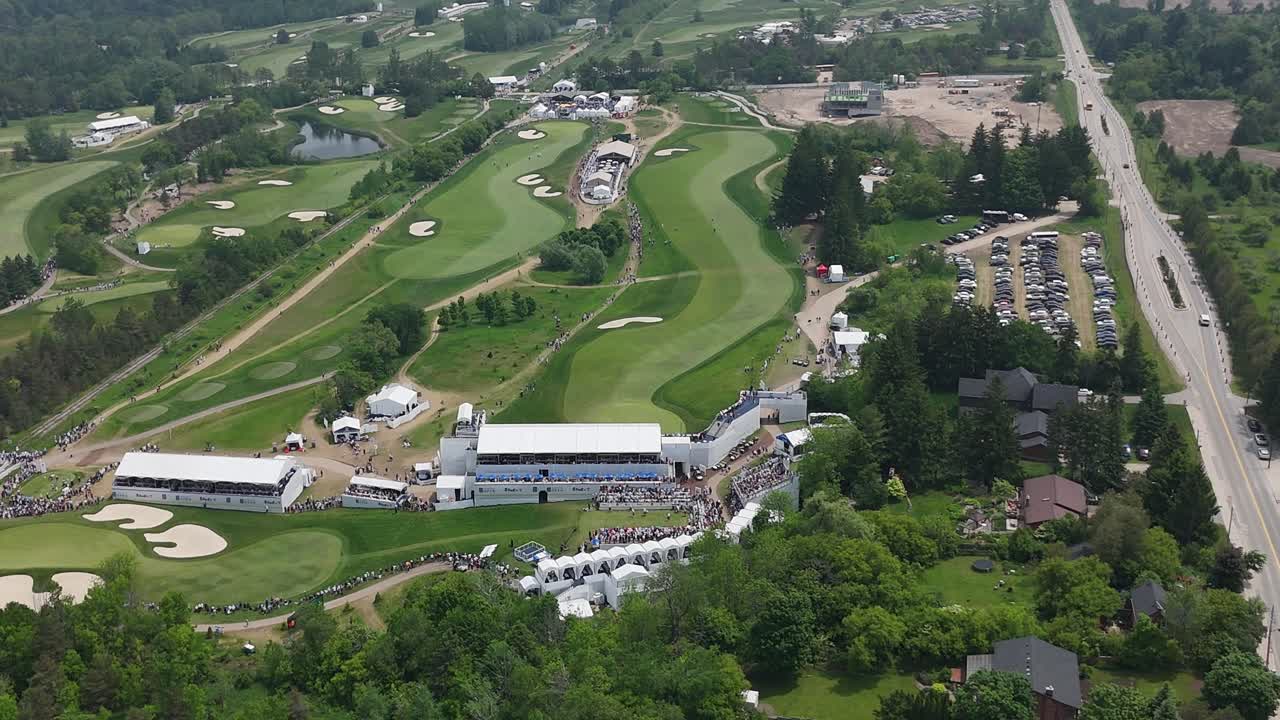 The rbc canadian open at tpc toronto, showcasing the golf course and spectators, aerial view
