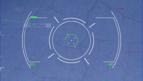 animation of data processing with scope scanning over interference on broken background