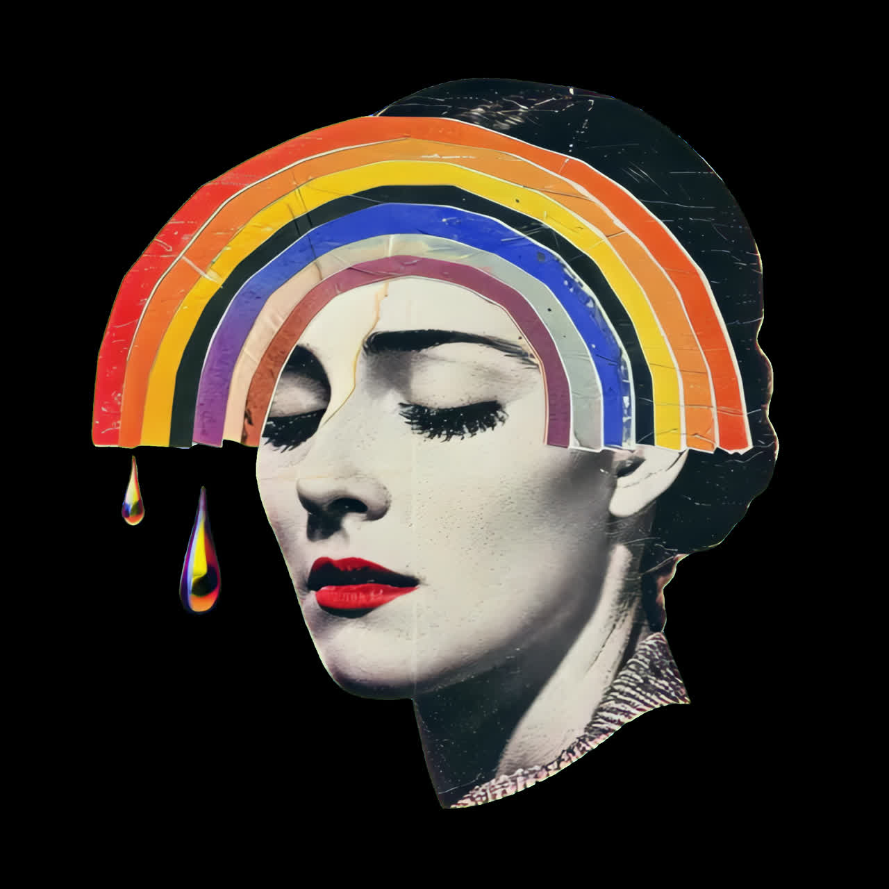 Surreal vibrantistic expression animated overlay, transparent 4K video, alpha channel, ProRes 4444