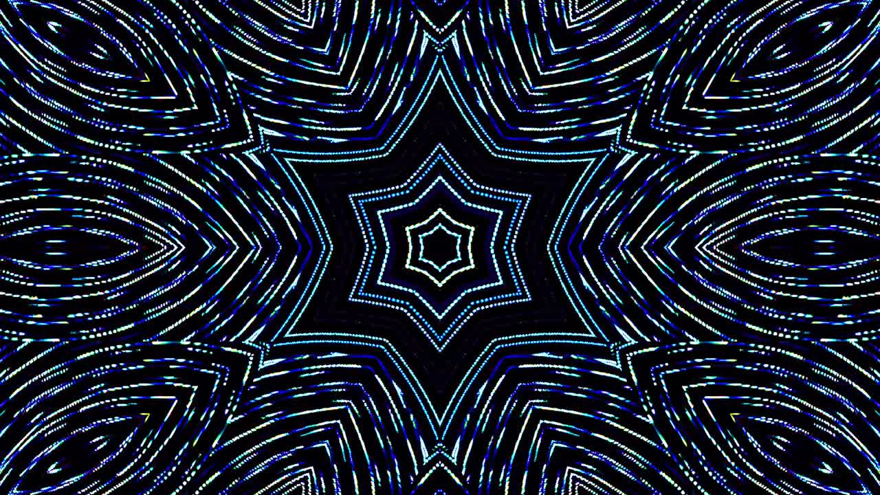 Bright abstract light governing full color, kaleidoscope, black background