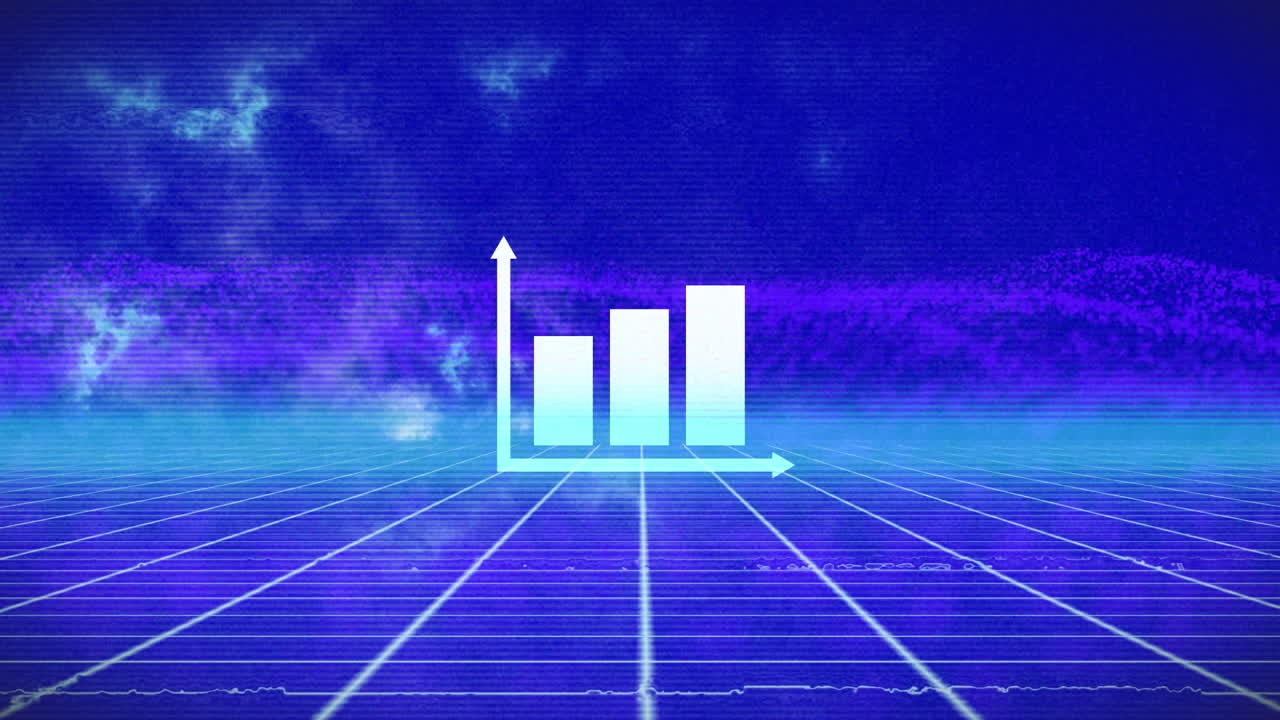 animación de interferencia y gráfico sobre fondo azul